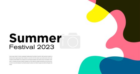 Téléchargez les illustrations : Fond abstrait liquide coloré vectoriel pour le design du festival d'été 2023 - en licence libre de droit