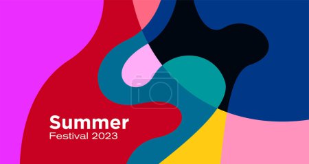 Ilustración de Fondo de fluido abstracto colorido vectorial para el diseño del festival de verano 2023 - Imagen libre de derechos