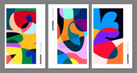 Téléchargez les illustrations : Vector colorful abstract background for summer festival 2023 design template - en licence libre de droit