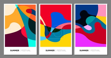 Téléchargez les illustrations : Vector colorful abstract background for summer festival 2023 design template - en licence libre de droit