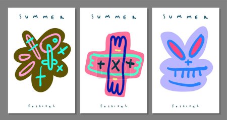Téléchargez les illustrations : Illustration abstraite colorée de motif ethnique pour la bannière de vacances d'été et la conception d'affiche - en licence libre de droit