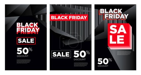 Illustration for Black Friday Banner and Poster Sale Discount with Black Abstract Background Design - Royalty Free Image