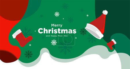 Téléchargez les illustrations : Joyeux Noël carte et bannière vectorielle illustration en rouge blanc et vert couleurs 2024 design - en licence libre de droit