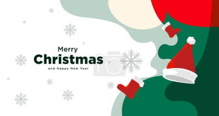 Illustration for Merry Christmas card and banner vector illustration in red white and green colors 2024 design - Royalty Free Image