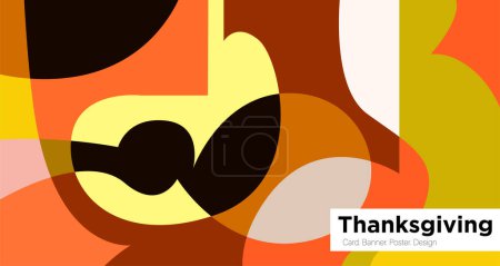 Foto de Tarjeta de felicitación de Acción de Gracias y otoño y plantilla de diseño de fondo de banner en color naranja ilustración - Imagen libre de derechos