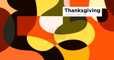 Ilustración de Tarjeta de felicitación de Acción de Gracias y otoño y plantilla de diseño de fondo de banner en color naranja ilustración - Imagen libre de derechos