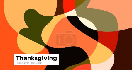Illustration for Thanksgiving and autumn greeting card and banner background design template in orange colors illustration - Royalty Free Image