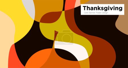 Ilustración de Tarjeta de felicitación de Acción de Gracias y otoño y plantilla de diseño de fondo de banner en color naranja ilustración - Imagen libre de derechos