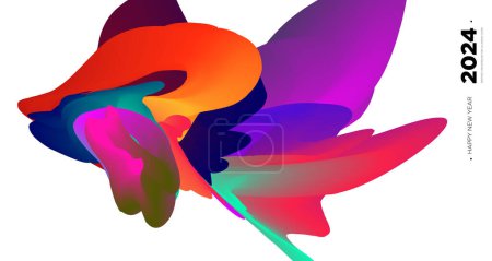 Téléchargez les illustrations : Vector fond fluide abstrait coloré pour le modèle de conception de couverture de calendrier nouvelle année 2024 - en licence libre de droit