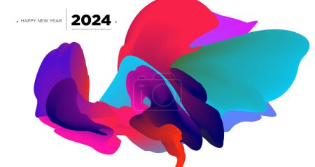 Téléchargez les illustrations : Vector fond fluide abstrait coloré pour le modèle de conception de couverture de calendrier nouvelle année 2024 - en licence libre de droit