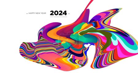 Ilustración de Vector fondo fluido abstracto colorido para plantilla de diseño de portada de calendario año nuevo 2024 - Imagen libre de derechos