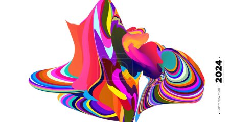 Ilustración de Vector fondo fluido abstracto colorido para plantilla de diseño de portada de calendario año nuevo 2024 - Imagen libre de derechos