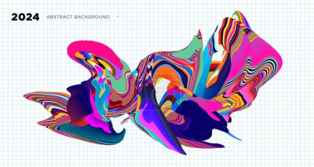 Illustration for Vector Illustration colorful liquid and fluid abstract for banner template 2024 design - Royalty Free Image