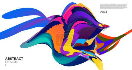 Illustration for Vector colorful abstract psychedelic liquid and fluid background pattern 2024 design - Royalty Free Image