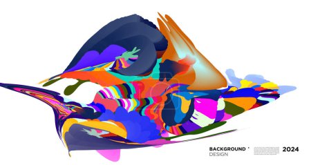 Téléchargez les illustrations : Forme fluide abstraite colorée pour le modèle de conception de bannière Web numérique 2024 fond - en licence libre de droit