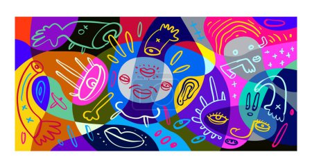 Ilustración de Plantilla de banner abstracta colorida con texto ficticio para diseño web, página de destino y diseño de materiales de impresión. - Imagen libre de derechos
