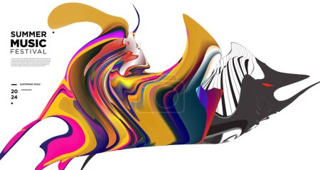 Téléchargez les photos : Conception de bannière vectorielle de festival de musique d'été électronique fluide abstraite colorée - en image libre de droit
