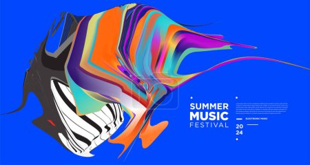 Illustration for Colorful Abstract Fluid Electronic Summer Music Festival Vector Banner Design - Royalty Free Image