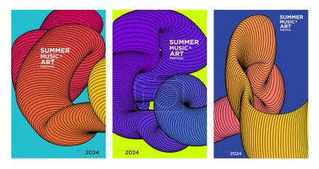 Ilustración de Fondo de fluido abstracto colorido vectorial para el festival de arte y música de verano 2024 Diseño - Imagen libre de derechos