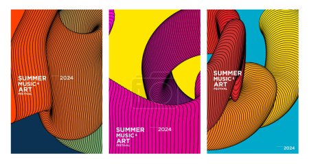 Ilustración de Fondo de fluido abstracto colorido vectorial para el festival de arte y música de verano 2024 Diseño - Imagen libre de derechos