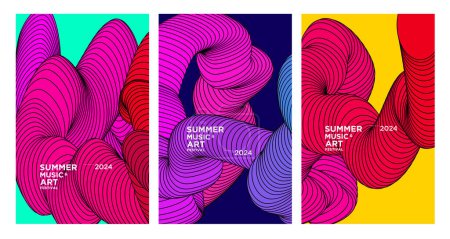Illustration for Vector Colorful Abstract Fluid Background for Summer Art and Music Festival 2024 Design - Royalty Free Image