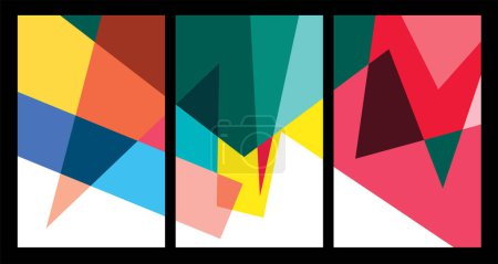 Téléchargez les illustrations : Poster géométrique abstrait vectoriel coloré pour l'été 2024 Design - en licence libre de droit