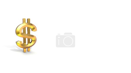 Foto de Dinero glod moneda sobre fondo blanco y tienen espacio para escribir mensajes. Signo de dólar. Renderizado 3D de alta resolución. - Imagen libre de derechos