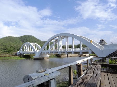 Photo for The Tha Chomphu white bridge, Lamphun - Royalty Free Image