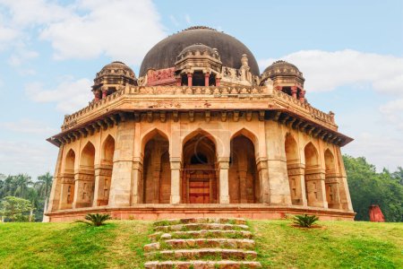 Awesome view of Muhammad Shah's Tomb at Lodi Gardens in Delhi, India. The gardens are a popular tourist attraction of South Asia.