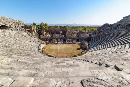 Photo for View of the ancient theatre in Side, Turkey. Side is a popular tourist destination in Turkey. - Royalty Free Image
