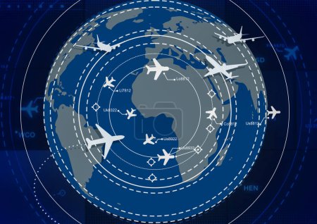 Téléchargez les photos : Ecran de simulation montrant différents vols pour le transport et les passagers. - en image libre de droit