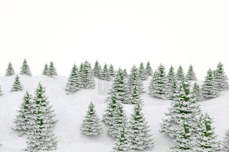 Winter landscape snowy landscape and fir christmas trees 
