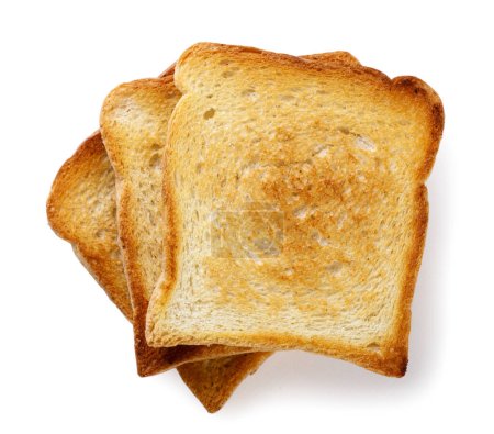 Toast bread on a white background. Top view