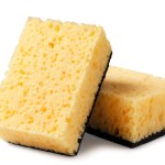 Sponges for washing dishes close-up on a white background. Isolated