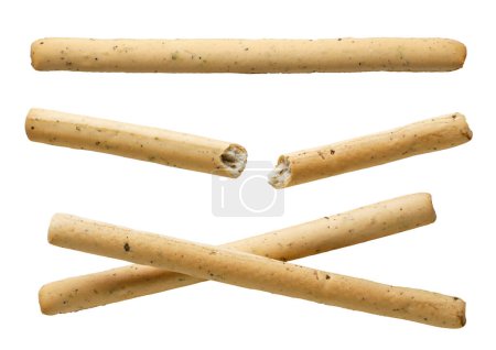 Set of grissini, bread sticks close-up on a white background. Isolated