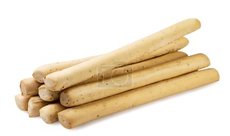 Grissini bread sticks closeup on a white background. Isolated