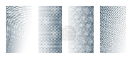 Ilustración de Moire patrón puntos vector abstracto fondos colección, conjunto de plantillas verticales para el diseño. - Imagen libre de derechos
