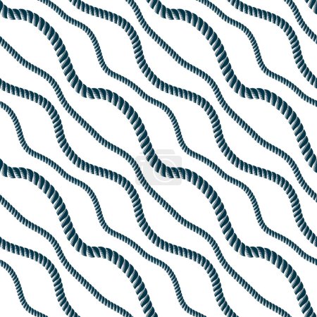 Illustration for Seamless nautical rope pattern vector. Endless navy illustration with loop cord lines ornament. Minimalistic simple cord stylish illustration. Usable for fabric, wallpaper, wrapping, web and print. - Royalty Free Image