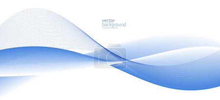 Ilustración de Flujo suave de forma ondulada con fondo abstracto de vector de gradiente, movimiento de energía de línea de curva de diseño azul claro, sonido o tecnología de música relajante. - Imagen libre de derechos