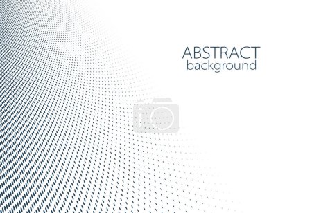 Illustration for Vanishing dots vector abstract background in black and white minimal style and place for text, technology theme halftone points gradient in motion, in 3D perspective. - Royalty Free Image