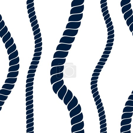 Illustration for Rope seamless pattern, trendy vector wallpaper background. Navy simple minimal marine ropes endless design. Usable for fabric, wallpaper, wrapping, web and print. - Royalty Free Image