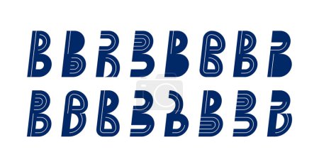 Ilustración de Letra b conjunto de elementos del logotipo, vector de moda inicial retro, diseño geométrico del monograma símbolo B. - Imagen libre de derechos