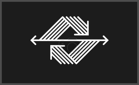 Téléchargez les illustrations : Arrow vector original logo isolated, pictogram symbol of double arrows dynamic sign, linear icon concept. - en licence libre de droit