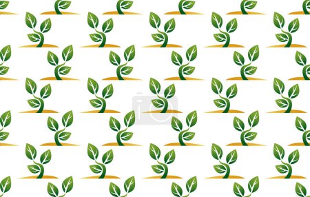 Illustration for Growing plants field seamless vector background image, endless wallpaper floral leaves with stem growing, agriculture theme pic. - Royalty Free Image