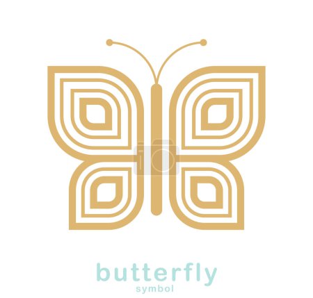 Illustration for Butterfly beautiful geometric line art vector symbol emblem over white background, best logo for beauty salon or boutique or cosmetology or jewelry, girlish symbol. - Royalty Free Image