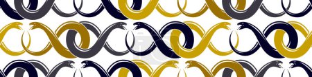 Illustration for Snakes seamless background, vector dangerous venom serpents pattern, vintage style drawing tiling endless wallpaper. - Royalty Free Image