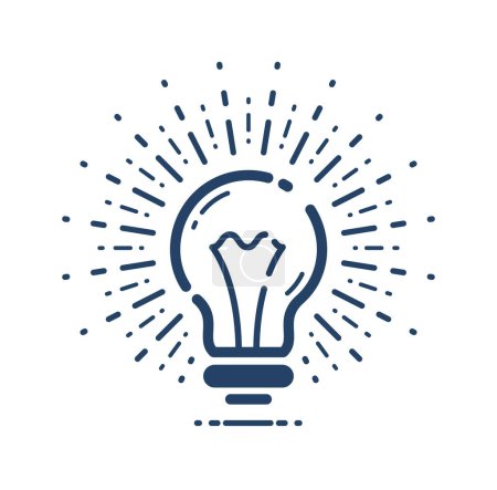 Illustration for Light bulb idea vector simple linear icon, science and business line art symbol, creative solutions. - Royalty Free Image