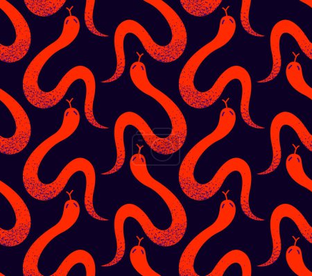 Téléchargez les illustrations : Serpents textile sans couture, fond vectoriel avec beaucoup de serpents texture sans fin, tissu élégant ou conception de papier peint, dangereux animaux sauvages empoisonnés. - en licence libre de droit