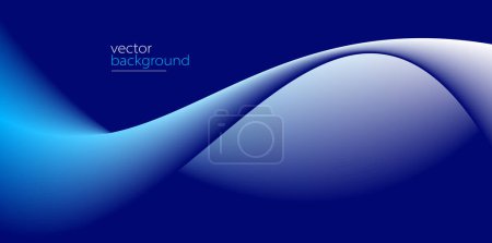 Illustration for Curve shape flow vector abstract background in dark blue gradient, dynamic and speed concept, futuristic technology or motion art. - Royalty Free Image