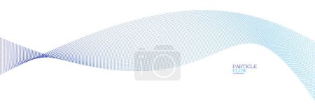 Ilustración de Diseño de vectores de flujo de partículas aireadas azules, fondo abstracto con matriz de onda de puntos fluidos, ilustración futurista digital, tema de tecnología nano. - Imagen libre de derechos